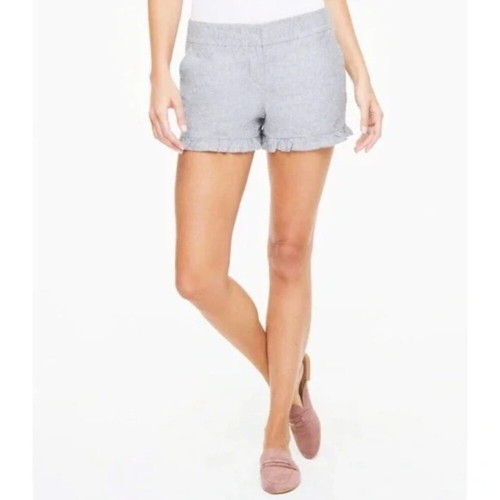 LOFT Gray Ruffle Hem Flat Front Shorts Size‎ 4 New
